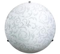 Plafoniera 2xE27 Ganci Cromo Vetro Lastra Bianco Decorato Damasco E-Energy Michela