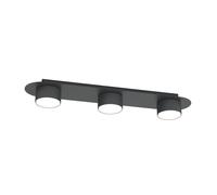 Plafoniera 3 Luci Freya In Acciaio Nero Diffusori A Cilindro