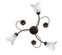 Plafoniera 3xE14 Montatura Marrone Oro Vetro Alabastro Bianco E-Energy Vera