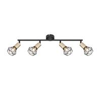 Plafoniera 4 fiamme nera faretto orientabile design a gabbia L 60 cm