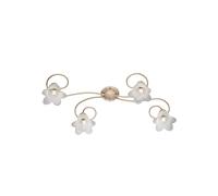 Plafoniera 4 Luci Alice Ferro Battuto Avorio E Oro Vetro Bianco [EEK: A++]