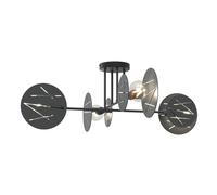 Plafoniera 4 Luci Plutone In Acciaio Nero A Bracci E Diffusori A Cerchio [EEK: A++]