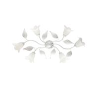 Plafoniera 6 Luci Olga Ferro Battuto Vetro Bianco Argento BeLight [EEK: A++]