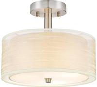 Plafoniera A 3 Luci Semi Flush Mount, Luce A Tamburo con Doppio Tessuto, Lampade da Soffitto Moderne per Soggiorno, Camera da Letto, Sala da Pranzo, Cucina, Corridoio, Ingresso, White
