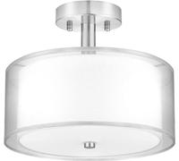 Plafoniera A 3 Luci Semi Flush Mount, Luce A Tamburo con Doppio Tessuto, Lampade da Soffitto Moderne per Soggiorno, Camera da Letto, Sala da Pranzo, Cucina, Corridoio, Ingresso, Silver