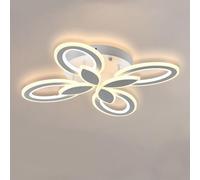 Plafoniera A Forma Di Fiore Con Telecomando, Plafoniera Moderna Dimmerabile, Temporizzata, Plafoniera Soggiorno Camera Da Letto, Senza Protezione Occhi Stroboscopica, Bianco 4tou