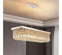 Plafoniera a lampadario rettangolare, lampada a sospensione con cristallo per isola cucina, apparecchi di illuminazione moderni rettangolari per sala da pranzo soggiorno camera da letto (8xE