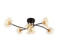 Plafoniera a LED con cristalli, lampada da camera da letto a 6 luci, nero opaco, L 74 cm