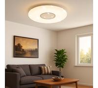 Plafoniera a LED con telecomando lampada da soffitto dimmerabile CCT cambia colore luce soggiorno cristalli effetto stella, bianco, timer, 60W 6000Lm bianco caldo-freddo, P 49,3 cm