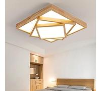 Plafoniera a LED creativo Lampada da camera da letto in legno, lampadario da soggiorno moderna LED luce bianca calda, 63CM, quadrata applique da parete per ufficio, studio, sala da pranzo, cucina, 48W