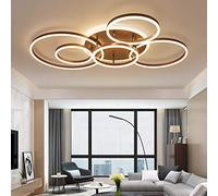 Plafoniera a LED dimmerabile con telecomando Design acrilico a 6 anelli Lampada a sospensione per la protezione degli occhi per soggiorno BeDroom Camera dei bambini Finitura in metallo marrone