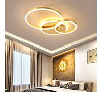 Plafoniera a LED dimmerabile con telecomando in metallo e acrilico Design a 3 anelli Protezione per gli occhi Lampada a sospensione moderna per soggiorno Studio per camera dei bambini Finitura oro
