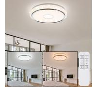 Plafoniera a LED dimmerabile lampada da soffitto in cristallo lampada da camera da letto con telecomando, timer di memoria CCT, bianco trasparente, 1x LED 40W 3020Lm 2700-6500K, DxH 50x9,5cm