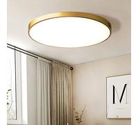 Plafoniera a LED dimmerabile Lampada da soggiorno rotonda dorata Lampada da soffitto ufficio Ø50cm paralume acrilico moderno Lampadario con telecomando per camera da letto, cucina, Sala da pranzo