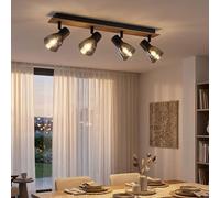 Plafoniera a LED, faretti orientabili, nero, vetro fumé, L 50 cm