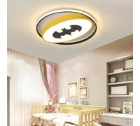 Plafoniera A LED for Bambini Lampada Da Soffitto Creativa Batman Dimmerabile Con Telecomando Acrilico Ultra Sottile Rotonda for Bambini Camera Da Letto Soggiorno Lampada Decorativa Giallo,50CM(50cm)