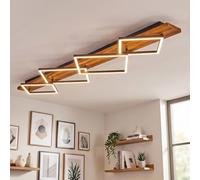 Plafoniera a LED HOFSTEIN Pompu, in metallo/legno/plastica in marrone scuro/nero/bianco, 56W, 7600 lumen, 3000 Kelvin, lampada moderna per camera da letto, sala da pranzo, soggiorno, cucina, corridoio