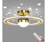 Plafoniera a LED in oro Dimmerabile con telecomando Lampada da soggiorno moderna Lampada da soffitto dal design creativo stellato Lampada da fata Lampada a sospensione con luna e stelle Lampada a