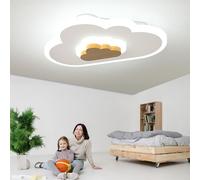 Plafoniera a LED lampada da soffitto creativo nuvole,con telecomando dimmerabile legno lampadario bambini 43W bianche moderne Plafoniera per soggiorno camera da letto camera dei bambini,70cm