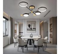 Plafoniera a LED Lampada da soggiorno dimmerabile Moderno、Lampada da soffitto Camera da letto Lampada da soffitto nera Lampada da soffitto oro (nero, L 75CM)