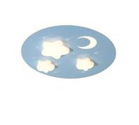 Plafoniera a LED Lampadario a Soffitto in Stile Crema Francese Tricolore Cartoon Stella Luna + Cielo Blu Plafoniera Moderna Rotonda 75W Lampada da Soffitto per Ragazzi Ragazze Camera da Letto