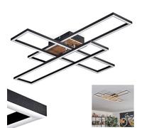 Plafoniera a LED Macos, lampada da soffitto moderna in metallo/MDF/plastica in nero/colore legno/bianco, lampada dal design moderno con elementi regolabili, 4230 lumen, 3000 kelvin, 1 x LED 40 watt