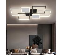 Plafoniera a LED moderna Luce da soggiorno Plafoniera dal design rettangolare in bianco e nero La plafoniera dimmerabile con telecomando viene utilizzata per il soggiorno di grandi dimensioni (90CM)