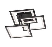 Plafoniera a LED nera moderna lampada da soggiorno dimmerabile, dimmer a 3 livelli tramite interruttore a parete, 1x LED 33 watt 2500 lumen 3000K, L 50 cm Wofi 9243.03.10.9300