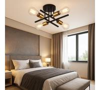 Plafoniera a soffitto lampadario design industriale 4 portalampada e27 nero pn16 [EEK: A]