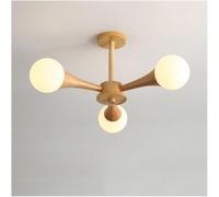 Plafoniera a sospensione Mid-Century a 3 luci, in legno, con paralume in vetro color latte, stile casale, per camera da letto, soggiorno, sala da pranzo, studio (ceppo a 5 luci)