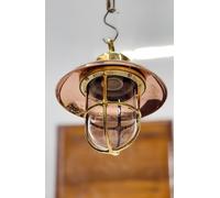 Plafoniera a sospensione vintage in ottone restaurata casa soggiorno deco par...