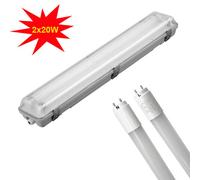 Plafoniera a tenuta stagna ip65 120cm 220v incluso di 2 tubi t8 20w opachi