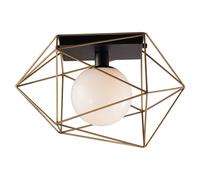 PLAFONIERA ABRAXAS NERA E ORO 1 LUCE ATTACCO E27 20X18,5X26,5CM IN METALLO