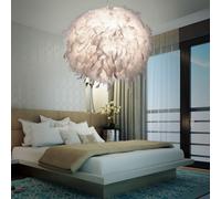 Plafoniera Appesa Luce Piume Sfera Paviment Supporto Lampada Pendolo Luce Bianco