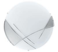 Plafoniera/Applique Contemporanea Raya Vetro Argento E Bianco 1 Luce E27