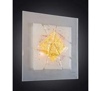 Plafoniera applique in vetro di Murano bianca e oro 50x50 cm quadrata 2 luci