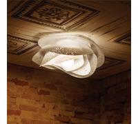 Plafoniera Applique paralume diametro 40xh19 cm 1 x 42 W max - E 27 HSG a corolla in policarbonato antiriflesso colore bianco bianco