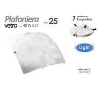 PLAFONIERA APPLIQUE QUADRATA DA PARETE BIANCO Scacchi LAMPADARIO 1 LUCE Ø25 cm [EEK: A+++]