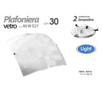 PLAFONIERA APPLIQUE SCACCHI DA PARETE BIANCO SPAZZOLATO LAMPADARIO 2 LUCI 30 cm [EEK: A+++]