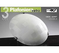 PLAFONIERA APPLIQUE TONDA IN VETRO DA SOFFITTO DECORATA 3 LUCI 40 CM