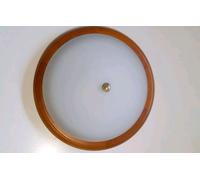 Plafoniera Applique Tonda in vetro Satinato Bordo In Legno 1 luci 30 cm Classica