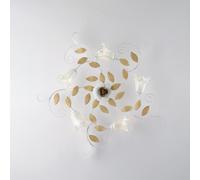 Plafoniera Arte Povera Cesto Metallo Bianco E Oro 5 Luci E14