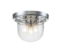 Plafoniera Bagno IP44 Cromo Ø 33 CM 3x E27 Metallo Vetro Stanza da Deckenleuchte