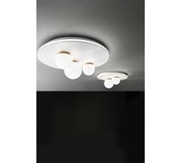 Plafoniera Ball in metallo verniciato bianco particolari ottone LED 38W 2470LM 3000K doppia emissione e diffusori sferici d.40cm