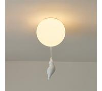 Plafoniera Bambini Bianca Paralume in Vetro Stanza Ragazzi Ragazze Piccolo Orso Camera da Letto Illuminazione Interni Lampadario Luci Sospese Lampada A Sospensione Base G9 Luce Bianca 6000K,B,Ø25CM