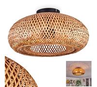 Plafoniera Bauro, plafoniera moderna in metallo/bambù/legno in nero/natura, plafoniera in design boho con grande effetto luminoso sul soffitto, Ø 40 cm, 3 luci, 3 x E27, senza lampadina