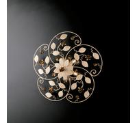 Plafoniera Bella Ø65xH22 cm, Avorio Oro, Ferro Laccato Decape - 5xE14 42W Max