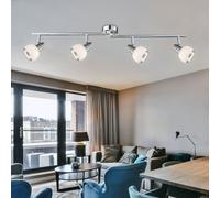 Plafoniera Binario Faretti Spot 4 Fiamma Punti Mobile Cromo LED L 80cm [EEK: F]