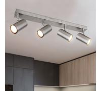 Plafoniera Binario Faretti Spot Lampada Regolabile Argento 4-Flammig GU10 [EEK: Non valutato]