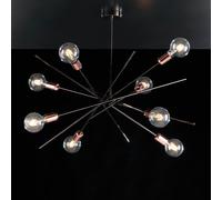 Plafoniera ferro cromo nero e rame 8 luci Bloom